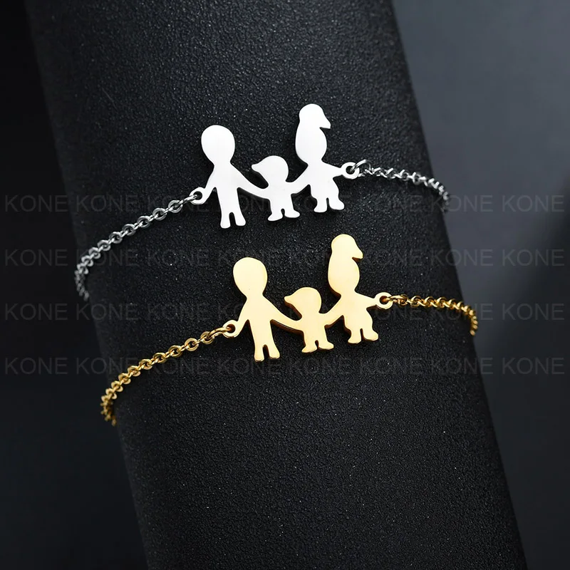 UZone Brand Stainless Steel Charm Bracelets Bangles For Family Women Men Dad Daughter Son Gold Color Jewelry Drop Shipping