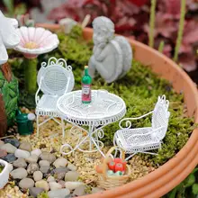 Миниатюрный круглый стол стулья кованого железа украшения сада Открытый микро Пейзаж Европейский стиль Oraments