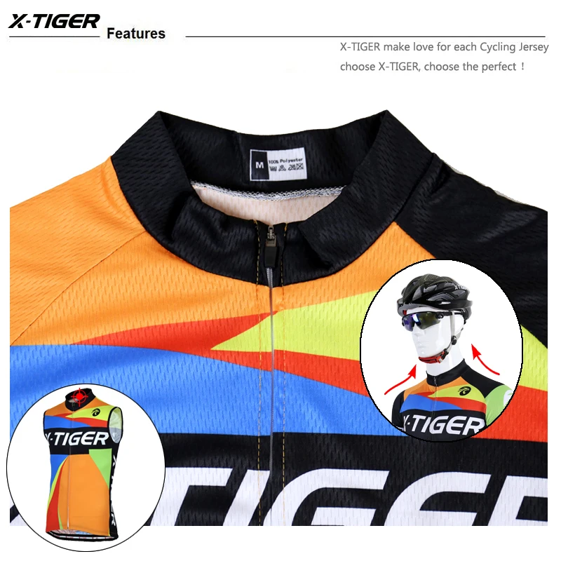 X-Tiger Ropa Maillot Ciclismo велосипедная одежда без рукавов Велоспорт майки Велоспорт жилет Лето полиэстер MTB велосипедная одежда