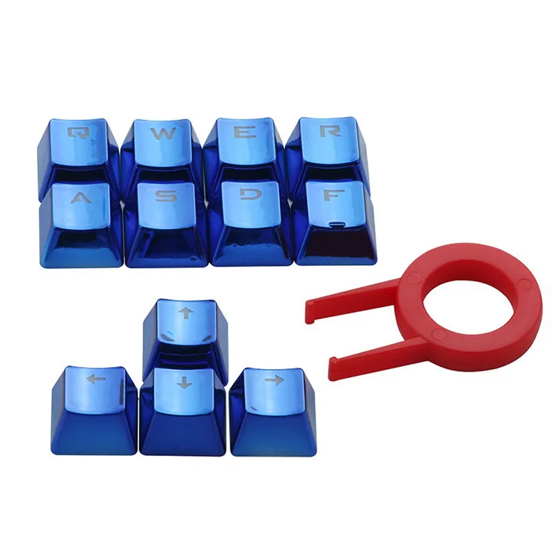 

12 keys Mechanical Keyboard Keycaps Blue Double-shot Injection MX Style WASD PBT Key Caps with Key Puller DIY Gaming Keycap Kit