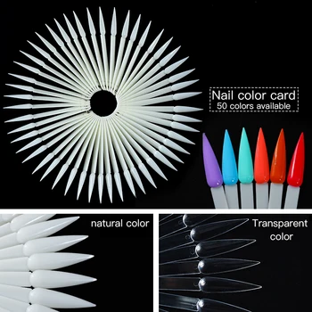 

50Pcs Transparent/Natural False Nail Tips Display Acrylic Fan Board Acrylic Fan Board Nail Art Tips Manicure Display Tools