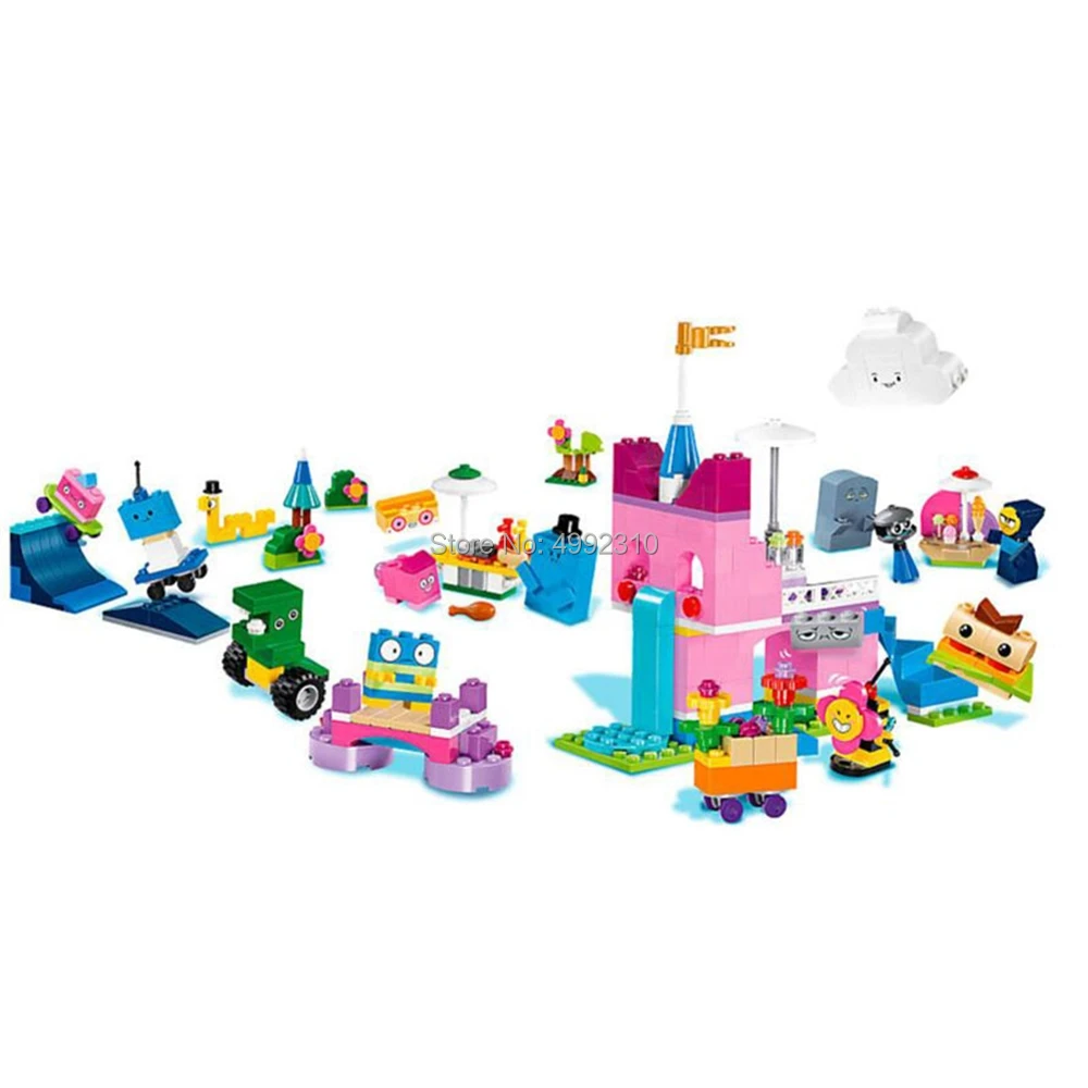 

11019 433pcs cartoon colorful tv unikitty cat creative brick box bela 41455 building block Bricks Toy