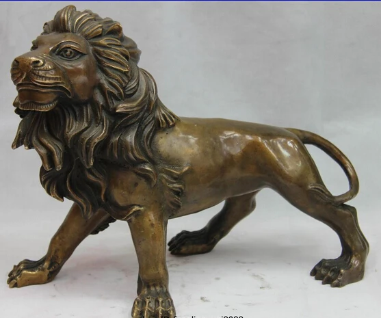 

USPS to USA S0109 Chinese Old Bronze Copper Garden Door Feng shui Guardion Lion Foo Fu Dog Statue B0401