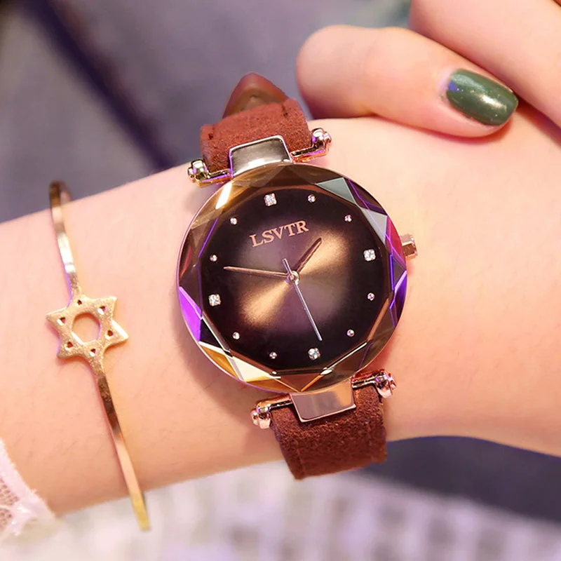

2019 New Fashion Women Watches Luxury Diamond Ladies Starry Sky Watch Leather Quartz Female Wristwatch for Gift relogio feminino