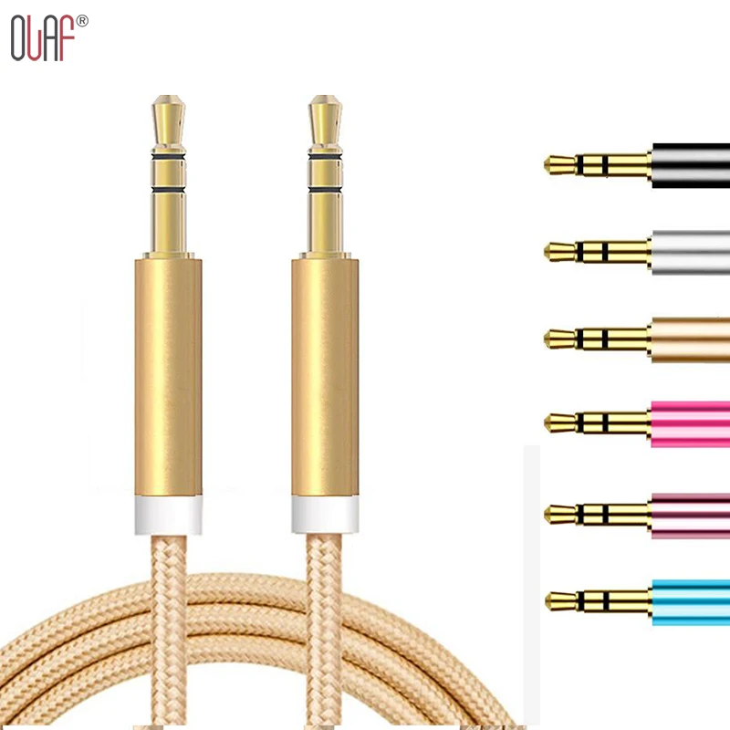 New Luxury Aluminum Alloy Audio Cable Nylon Braided Gold Plated 3.5mm