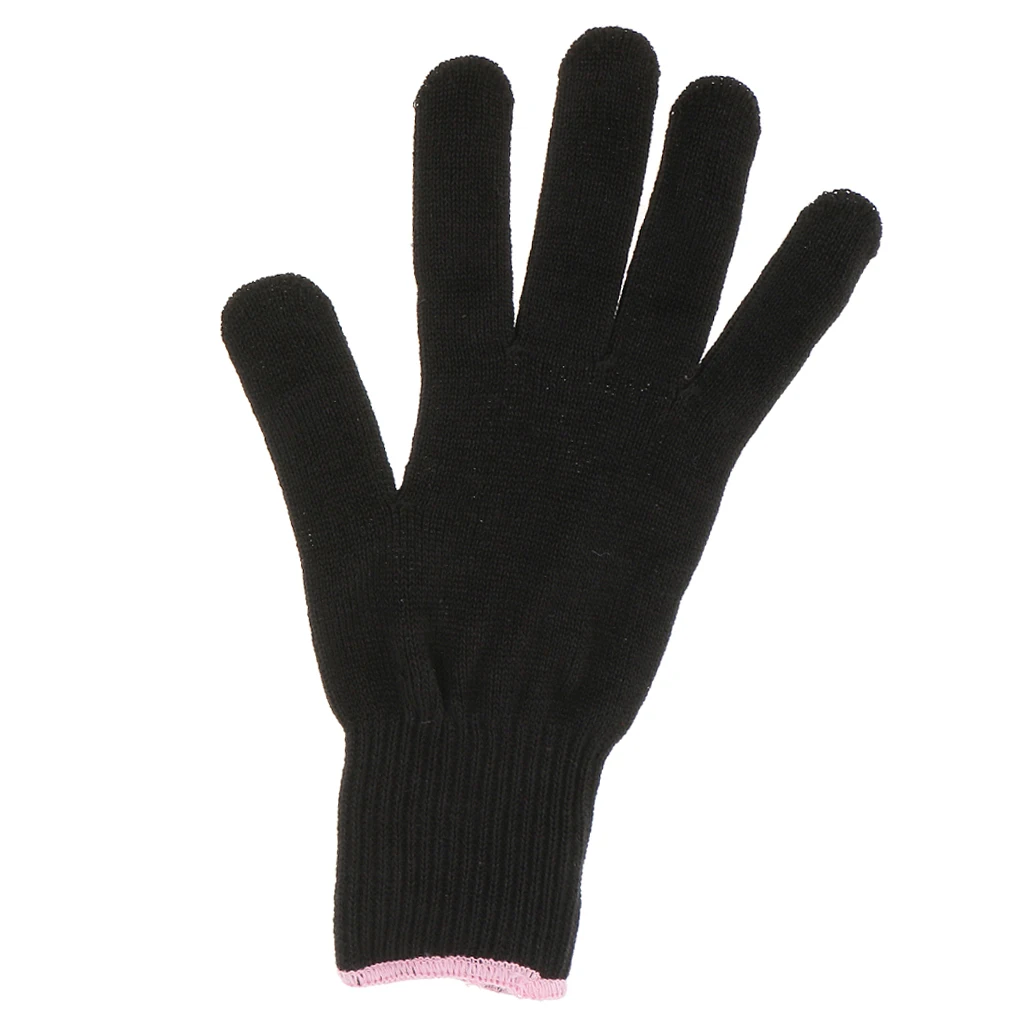 Professional Heat Resistant Glove for Hair Styling Heat Blocking Curling Flat Iron Wand Cotton Black FOR BOTH RIGHT LEFT HAND