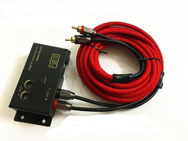 

1pcs high VF totates low VF car hifi Connector Auto Car Stereo Audio Speaker Level Converter and 5 meters Rca audio link