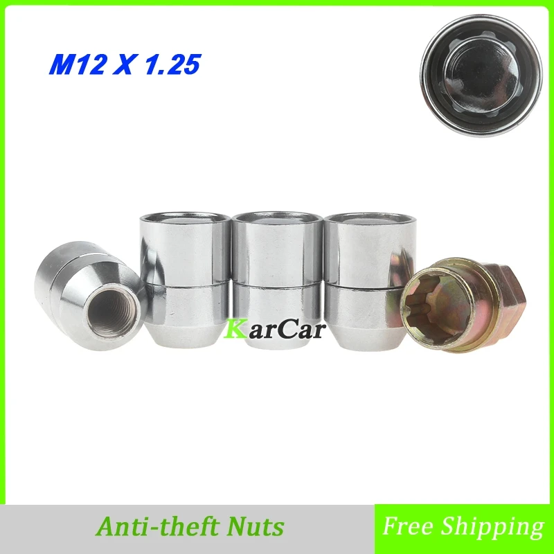 4 Pieces Alloy Steel Closed Ended Anti theft Wheel Lug Nuts with Key