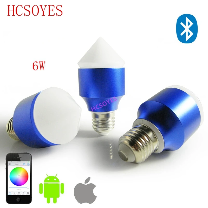 

AC100V-AC240V Magic Blue 6W E27 RGBW led light bulb Bluetooth 4.0 smart dimmable lighting lamp color change for IOS Android