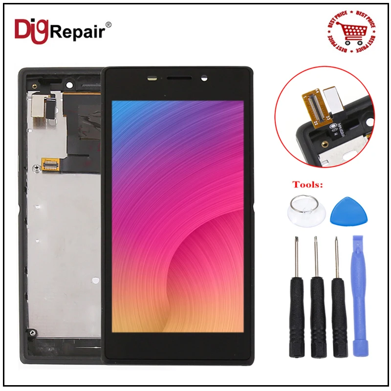 

For Sony Xperia M2 LCD S50H D2302 D2303 D2305 D2306 LCD Display Digitizer Touch Screen Frame Parts For sony m2 Display