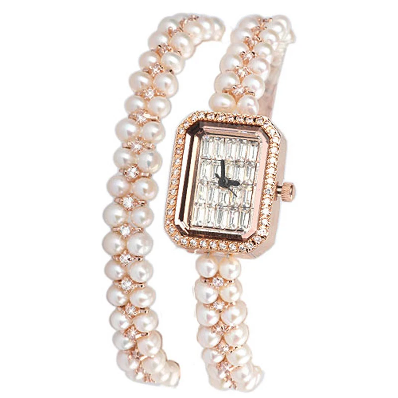 MRHEA Hong Kong Модный маленький и тонкий женский комплект часов Квадратный маленький циферблат жемчужный браслет ремешок