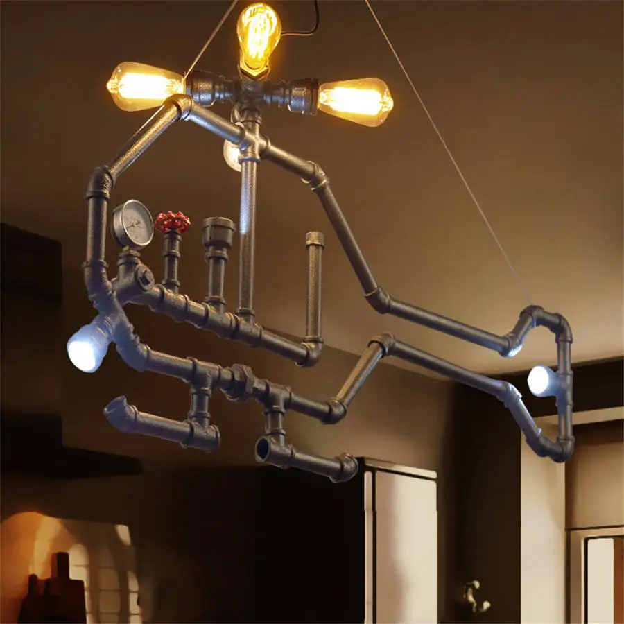 

American industrial iron Pipe Helicopter pendant lights loft bar vintage hanging lamp novel dining room kitchen light fixtures