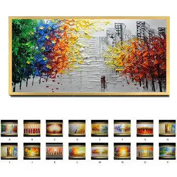 

3D Paintings For Living Room Modern Abstract Wall Art Pictures Hand Painted Knife Gold Doodling Oil Painting On Canvas Large