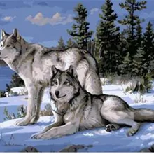 Высокое качество два больших с принтом волка DIY цифровой живописи маслом по номерам ручная роспись маслом 40x50 см без рамки