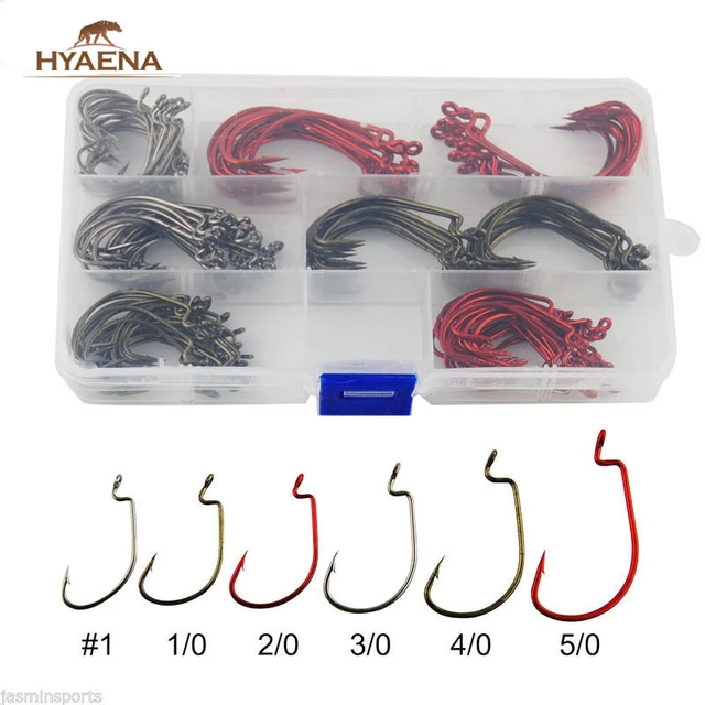 Hyaena 180pcs 7316 Offset Jig X Worm High Carbon Steel Black Red Tea  Fishing Hooks Big Fishing Hook Set With Box - AliExpress