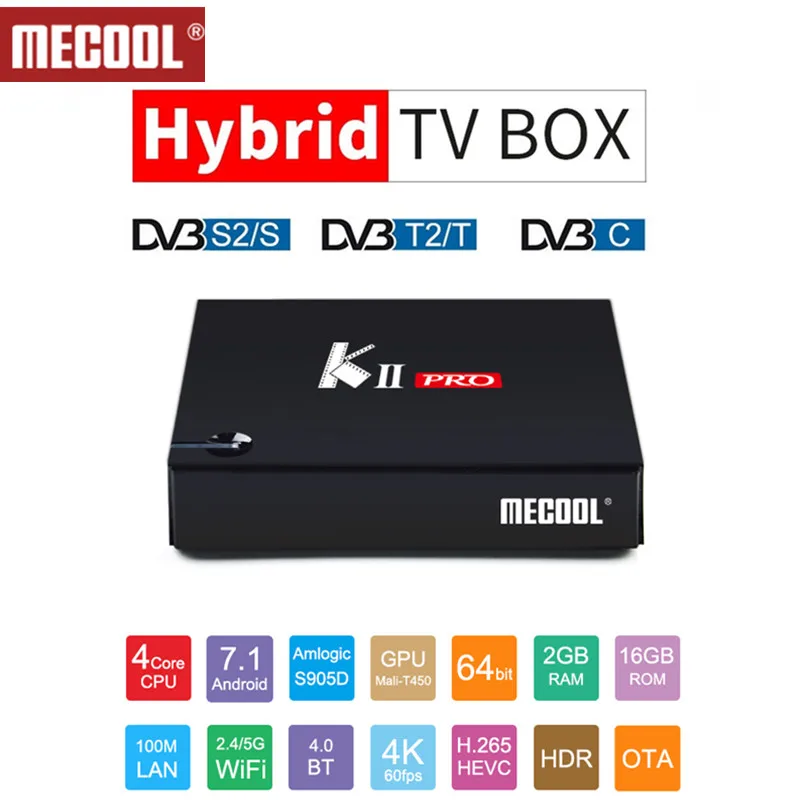 KII PRO DVB-S2 DVB-T2 S905d Android 7,1 ТВ приставка четырехъядерный 2 Гб 16 Гб K2 pro DVB T2 S2 4K медиаплеер CCCAM NEWCAMD двойной Wifi BT4.0