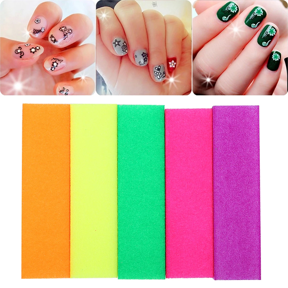

ELECOOL 5 Pcs Fluorescence Nail Art Buffer Buffing Sanding File Block Sponge Grit Tool Manicure Nail Art Tool Christmas Gifts