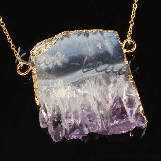 Natural Gnergy Gemstone~ Double Buckle Irregular Shape Pendant Natural Purple Amethysts Quartz Stone Necklace Fashion Jewelry 6 AA00409002303c