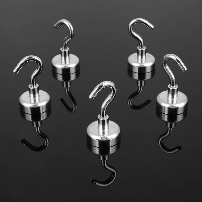 5Pcs 16mm Strong Hard Magnetic Power Hook Super Heavy Neodymium Rare Earth 5.5kg Suction Home Decor House Supplies Power Magnet