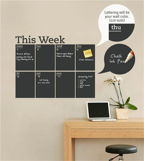 This Week Erasable Blackboard Chalkboard Weekly Calendar 2023 Planner Memo  Vinyl Wall Decal Sticker Office Decoration 58x84cm