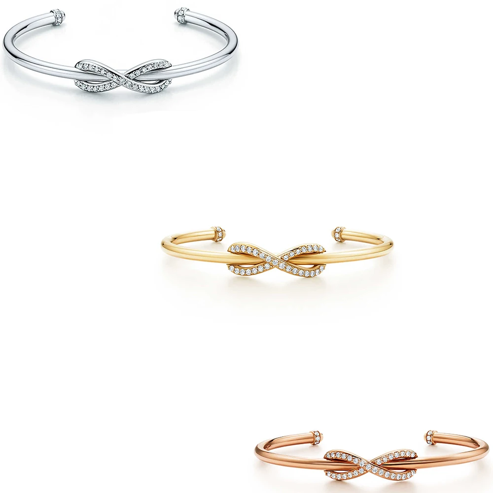 

TIFF 100% 925 Sterling Silver Around Bangle Fit DIY Original Jewelry High-end Atmosphere Around Bracelet Jewelrys Gift