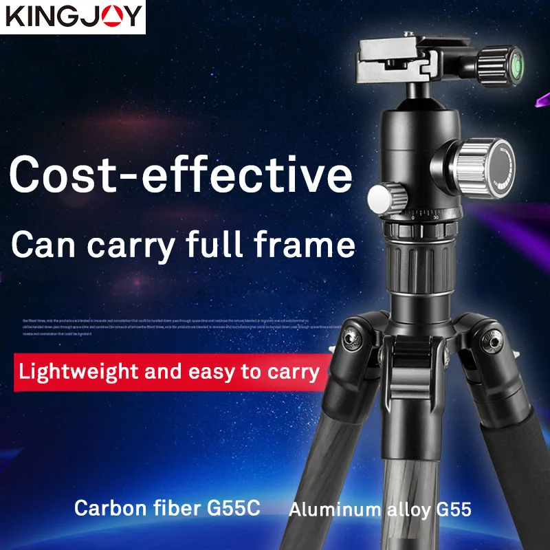 Cabeça para Viagens Kit de Fibra de Carbono Kingjoy G55 Oficial Profissional Portátil Tripé Monopé Bola Dslr Câmera Fotográfica - Image 5