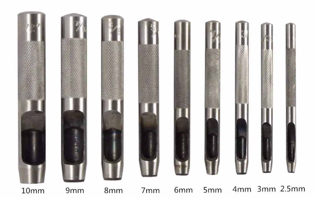 9 PCS Leather Belt Gasket Hollow Hole Punch Cutter Hand Chise Toolin Hand Tool Sets from Tools