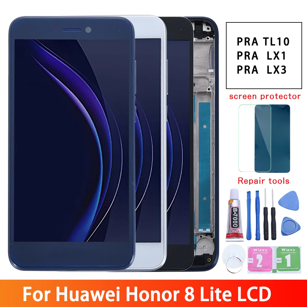 Huawei Honor 8 Lite LCD Display Touch Screen Digitizer Assembly For Huawei Honor 8 Lite LCD With Frame PRA TL10 LX1 LX3 Screen