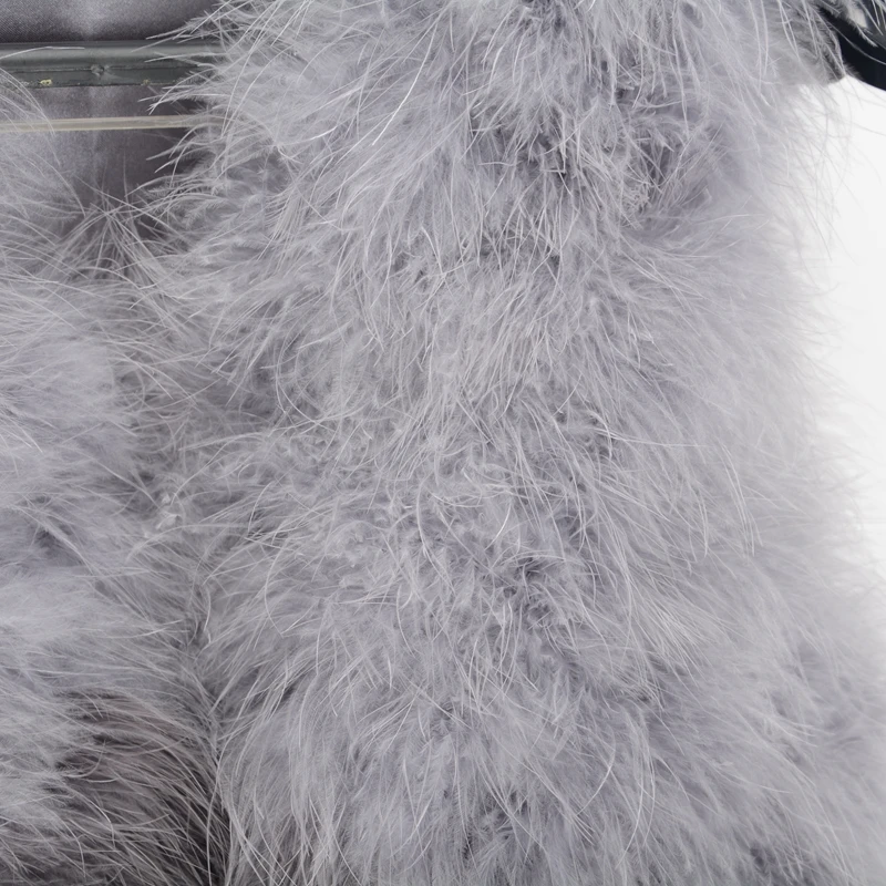Réel mixed Véritable en Fourrure Gros Au Plume Détail De D'autruche Mixed Jancoco Nouvelle Grey Mélangée Femmes Veste Mode Couleur Red S1425 En Max Gilet qxf4wXBz