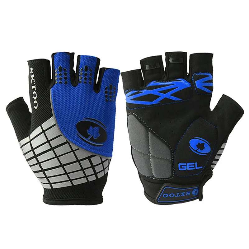 Летние велосипедные перчатки с полупальцами для горной дороги MTB воздухопроницаемые велосипедные перчатки спортивные светоотражающие велосипедные перчатки - Цвет: Синий