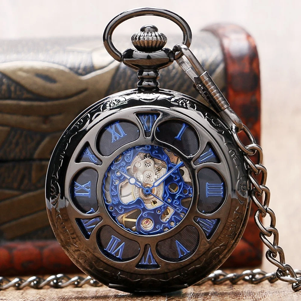 YISUYA Wind-up Pocket Watch Vintage Hollow Pendant Chain Clock Mechanical Hand Wind Retro Engraved Flower Watches Unisex Women (13)