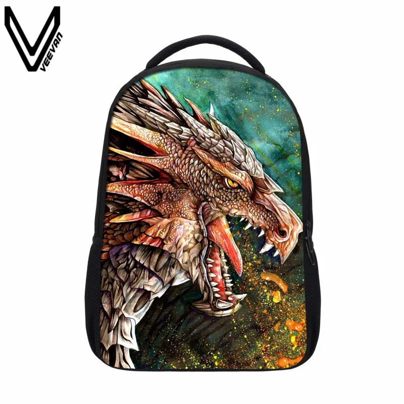 VEEVANV 2019 Casual 3D Fire Dragon Backpacks Fiery Dragon School Bags