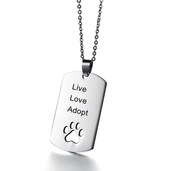 

Personalized Custom Dog Tag Shaped with Paw Print Pendant Necklace for Men Stainless Steel Tone Male Jewelry