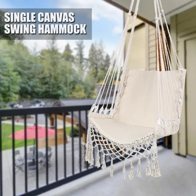 Nordic Style White Hammock Outdoor Indoor Garden Dormitory Bedroom Hanging Chair For Child Adult Swinging Single Safety Hammock 5