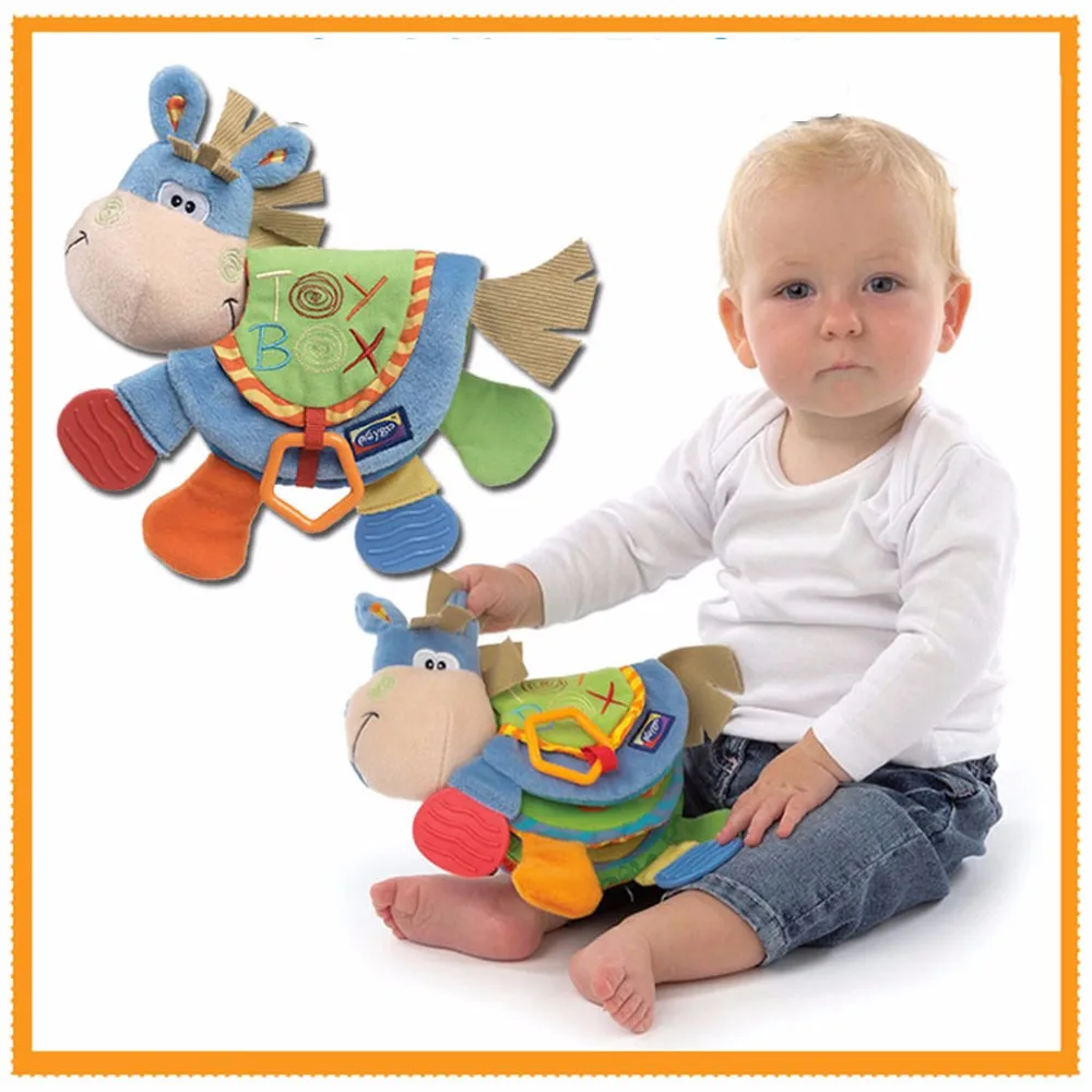 

New Cute Animal Donkey Multipurpose Cloth Book Baby Cognitive Fabric Book Newborn Blankie Baby Toys Baby soft Teether Plush Toy
