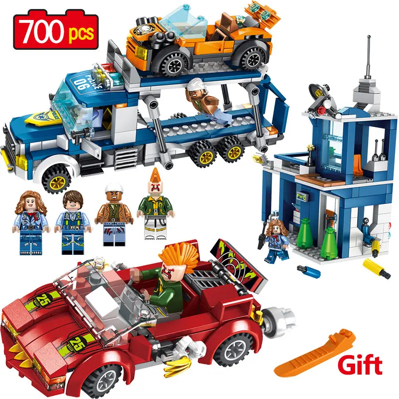 

City Police Series Technology Fight for A Transport Vehicle Model Building Bricks Block Intelligence Toys For Children