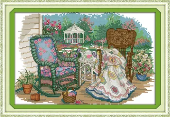 

The grandmother's cane chair Canvas DMC Counted Cross Stitch Kits printed Cross-stitch set Embroidery Needlework