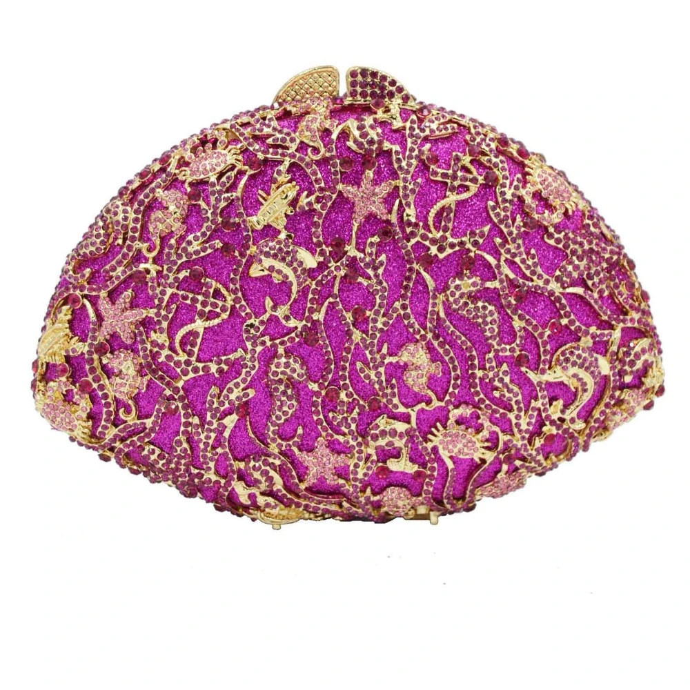 Bolso de fiesta de diseño fucsia para mujer, Cartera de con diamantes de cristal para boda, bolso de mano para mujer, de noche, SC646|Bolsas de noche| -