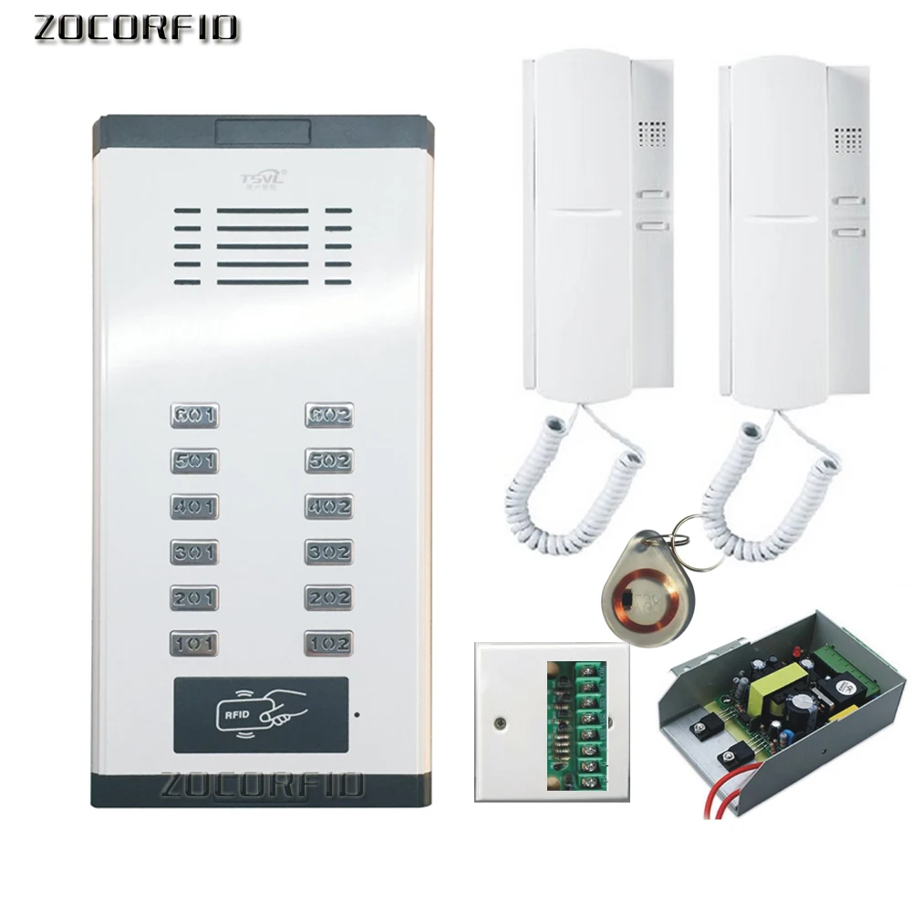 DIY easet непосредственно Кнопка домофон дверной звонок Система для 12 единиц квартиры+ RFID замок с электронным управлением