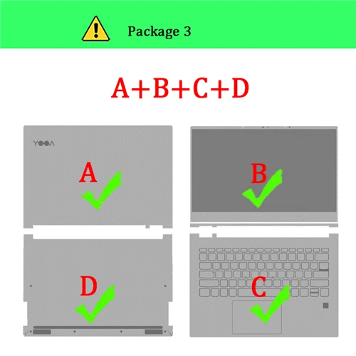 Наклейка на ноутбук s Для lenovo Yoga 2 3 4 5 6 7 Pro Yoga 900 910 920-13 C930-13IKB 900s-12ISK наклейка на кожу для Yoga Book YB1-X91F - Цвет: Package-3    A B C D