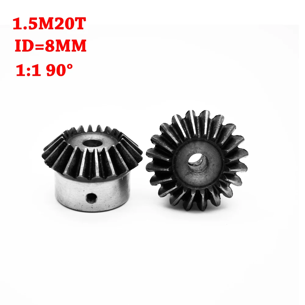 2pcs 8mm 11 Bevel Gear 1.5 Modulus 20 Teeth Id=8mm 90 Degree Drive