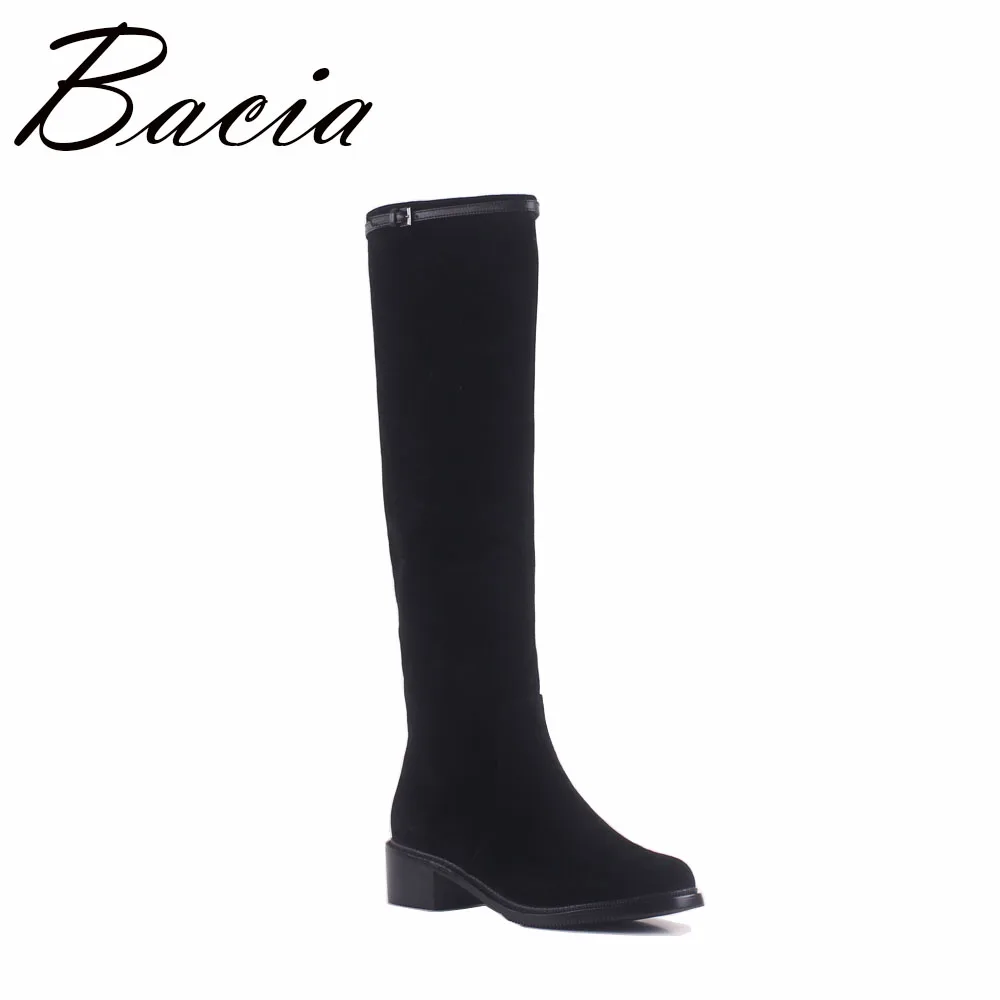 

Bacia Fashion Style Autumn Knee High Boots Female Leather High Quality Sheep Suede Women Boots Sexy Ladies Black Shoes SA049
