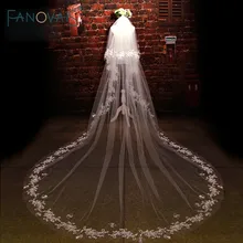 Один слой Кружева Аппликации края Длинные 3 метра Длина вуаль для свадьбы в соборе Длина Длинная свадебная вуаль свадебные аксессуары TBV13