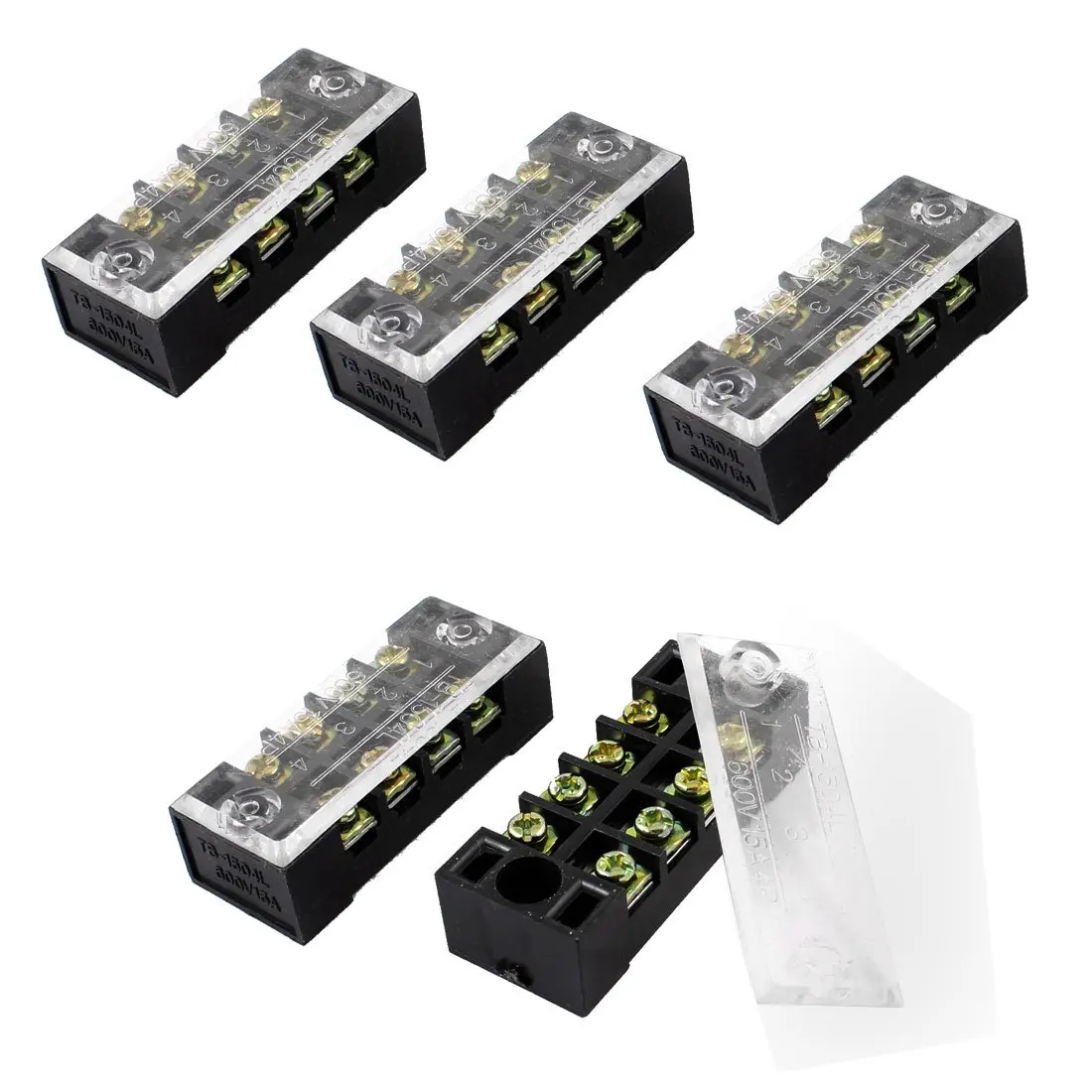 IMC Hot 5 Pcs Dual Row 4 Position Covered Screw Terminal Block Strip 600V 15A | Обустройство дома