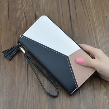 

FGGS Women's Wallet Long Leather Zipper Ladies Clutch Purse(Black)