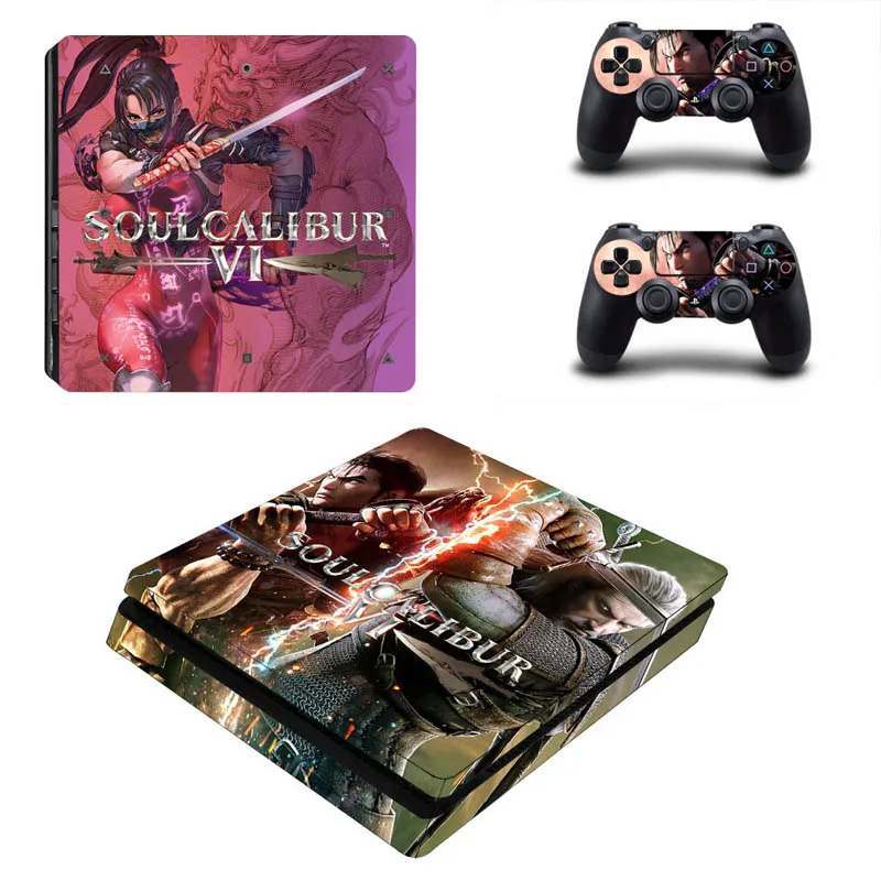 SoulCalibur наклейка PS4 тонкий кожи для Playstaion 4 консоли PS4 Slim наклейки кожи+ 2 шт. контроллер защитный скины - Цвет: YSP4S3083