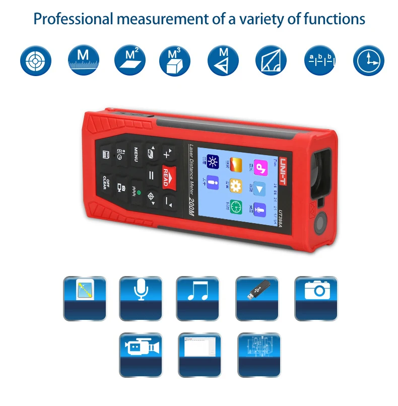 UNI-T UT398A 200 м Лазерные дальномеры Lofting test инструмент выравнивания площади объем UDISK 16 ГБ и JPEG хранения