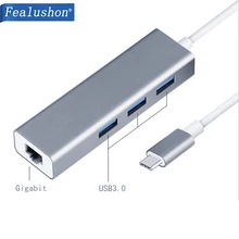 Fealushon USB3.0 концентратор типа C до USB3.0 RJ45 гигабитный PD концентратор для ноутбука Macbook Pro hp DELL поверхность lenovo samsung док-станция