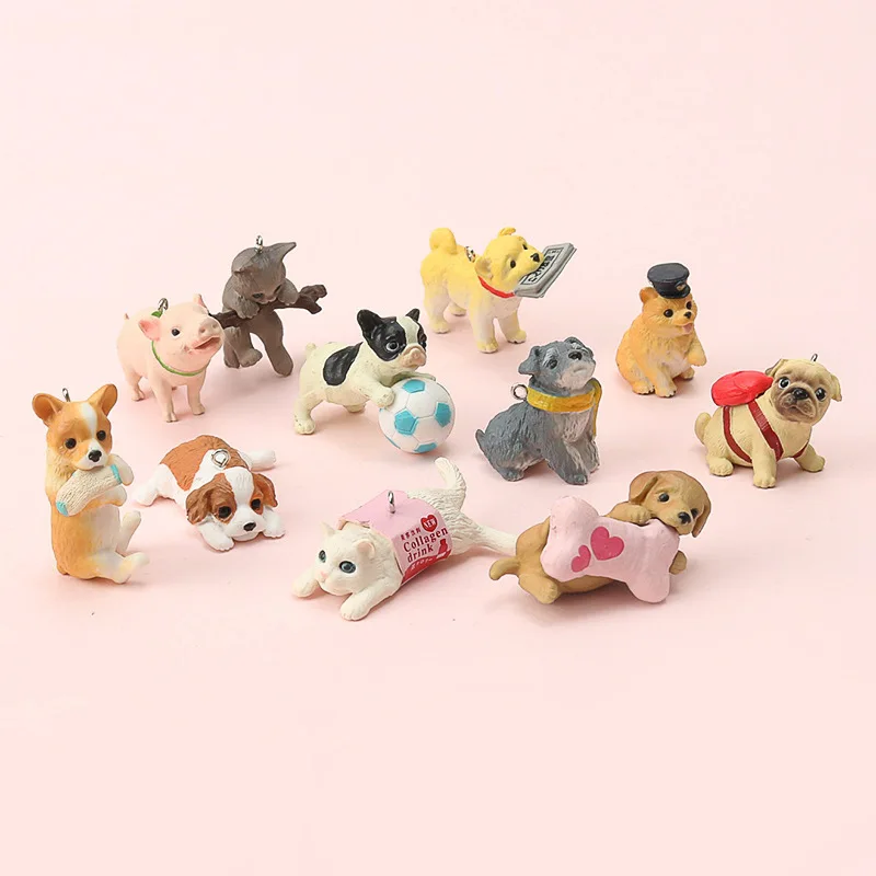 Kawaii Carttoon собака Кот свинья смолы Животные миниатюрные из полимерной фигурки