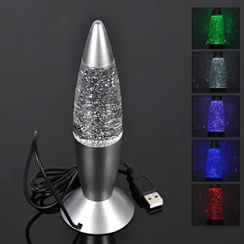 

Hot 3D Rocket Multi Color Changing Lava Lamp Bedside Night lamp RGB LED Glitter Party Mood Night Light Christmas Gift